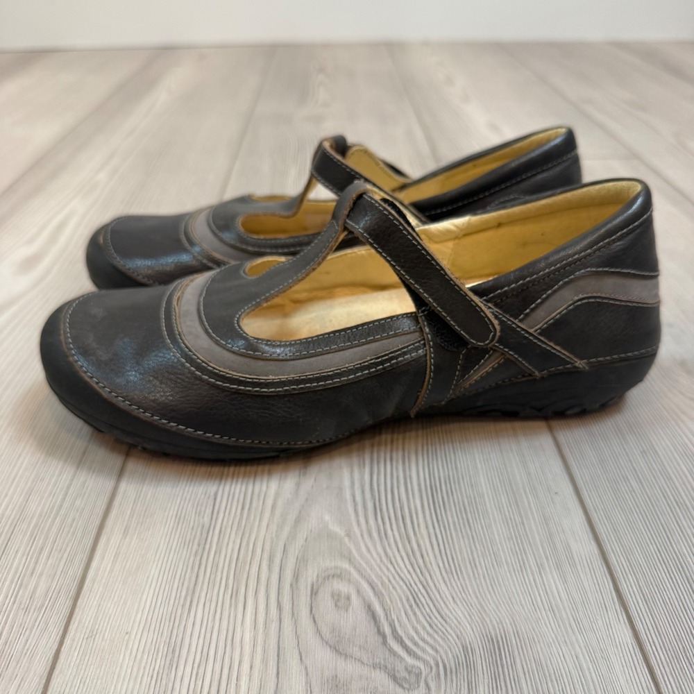 Naot Best Night Slate Leather T-Strap Mary Jane Flats Womens 11 EU 42